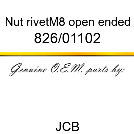 Nut, rivet,M8 open ended 826/01102
