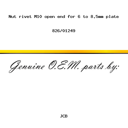 Nut, rivet M10 open end, for 6 to 8.5mm plate 826/01249