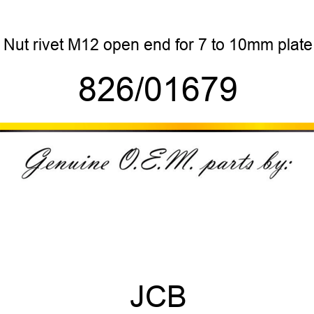 Nut, rivet M12 open end, for 7 to 10mm plate 826/01679