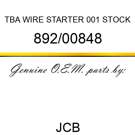 TBA, WIRE STARTER, 001 STOCK 892/00848