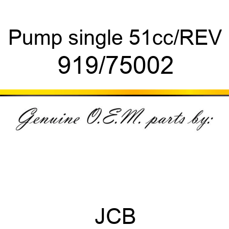 Pump, single, 51cc/REV 919/75002