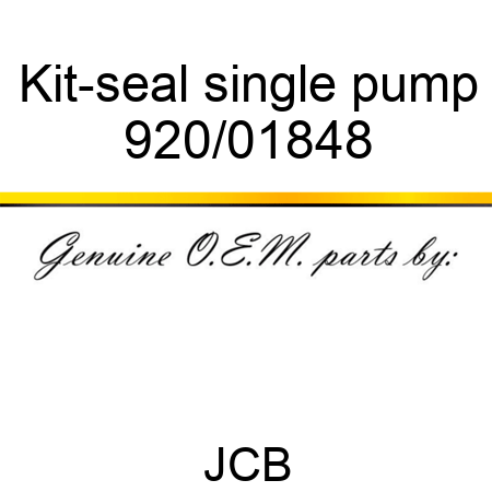 Kit-seal, single pump 920/01848