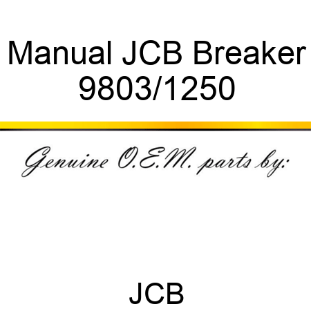 Manual, JCB Breaker 9803/1250