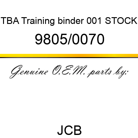 TBA, Training binder, 001 STOCK 9805/0070