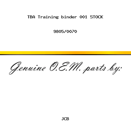 TBA, Training binder, 001 STOCK 9805/0070