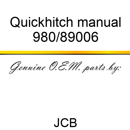 Quickhitch, manual 980/89006