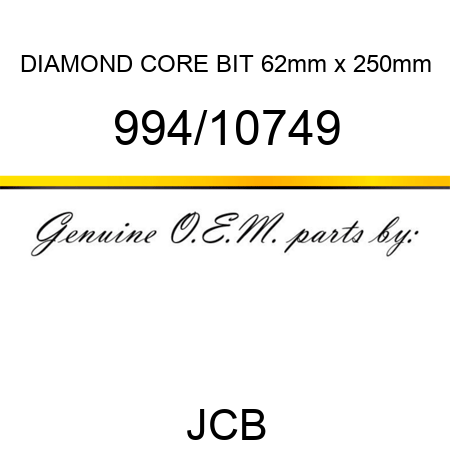 DIAMOND CORE BIT, 62mm x 250mm 994/10749