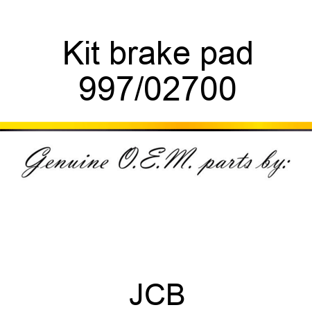 Kit, brake pad 997/02700