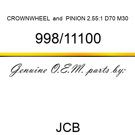 CROWNWHEEL & PINION, 2.55:1 D70 M30 998/11100