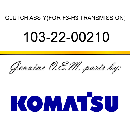 CLUTCH ASS`Y,(FOR F3-R3 TRANSMISSION) 103-22-00210