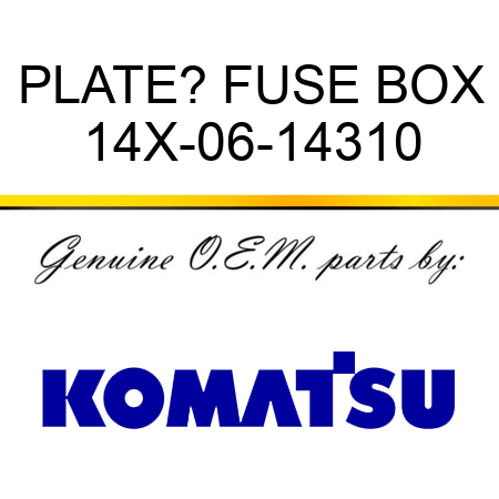 PLATE? FUSE BOX 14X-06-14310