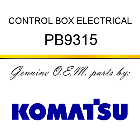 CONTROL BOX, ELECTRICAL PB9315